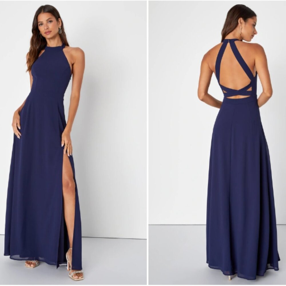 Lulu's Backless Halter Formal Dress